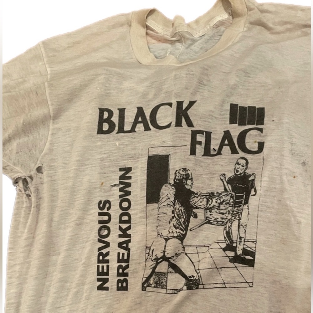 Black Flag worn paper thin vintage tee shirt RARE AND PERFECT